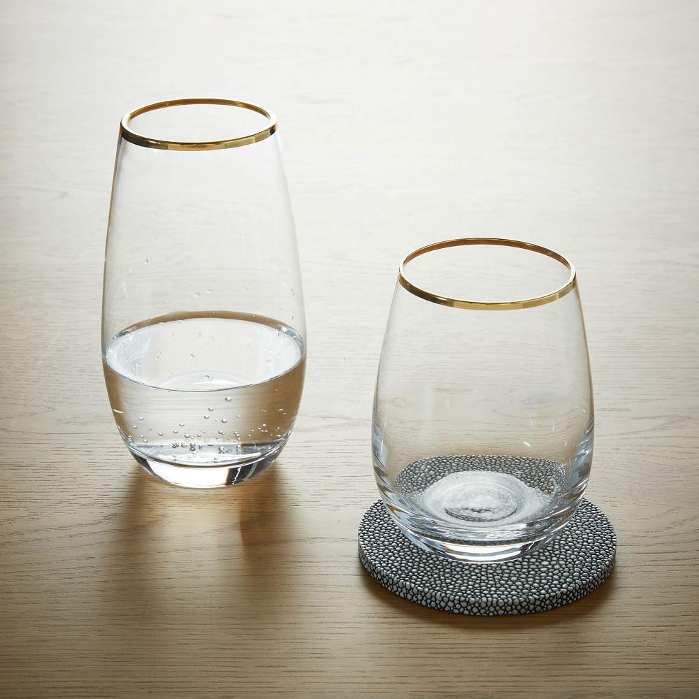 Glass cups with 2025 gold trim